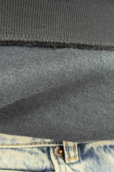 FLUFFY ROUND NECK ONE COLOR MEN SWEATSHIRT DARK BLUE/BEE - 5