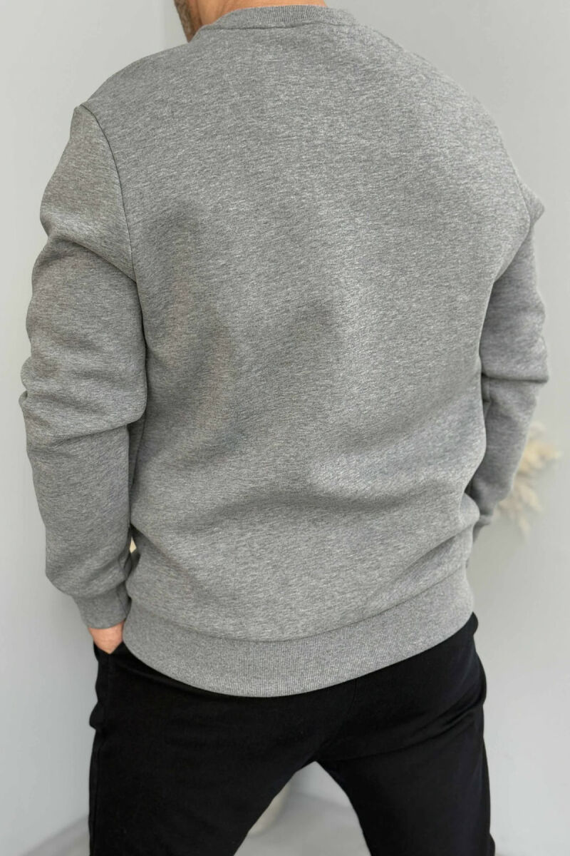 FLUFFY ROUND NECK ONE COLOR MEN SWEATSHIRT GREY/GRI - 6
