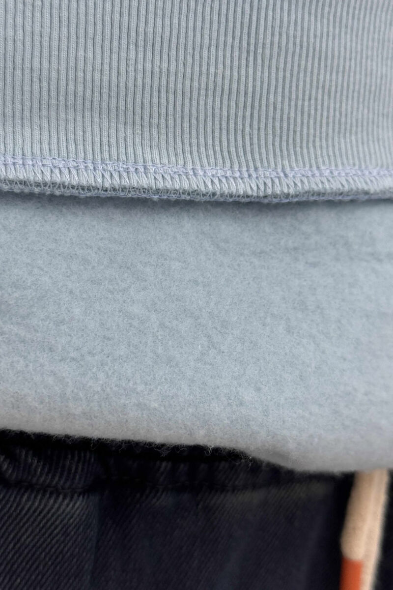 FLUFFY ROUND NECK ONE COLOR MEN SWEATSHIRT LIGHTBLUE/BZ - 4