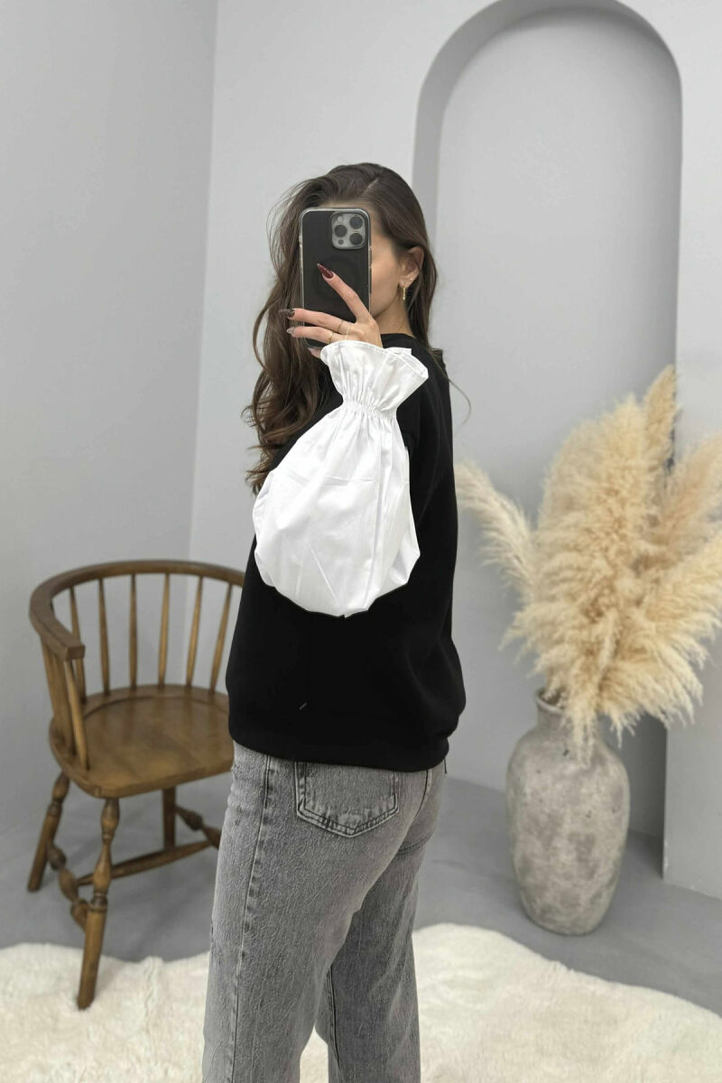 FLUFFY ROUND NECK SIMPLE WOMEN SWEATSHIRT BLACK/ E ZEZE - 2