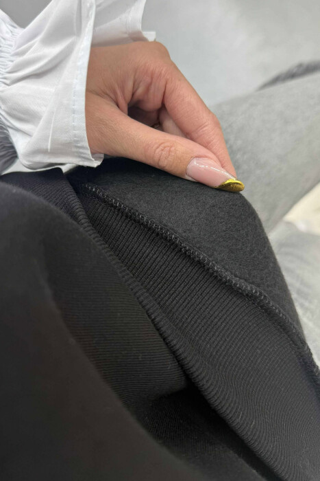 FLUFFY ROUND NECK SIMPLE WOMEN SWEATSHIRT BLACK/ E ZEZE - 3