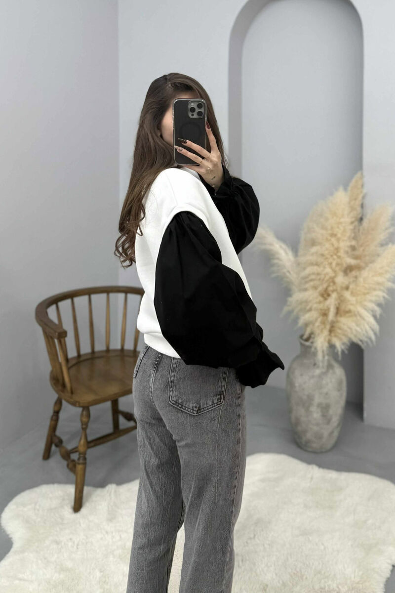 FLUFFY ROUND NECK SIMPLE WOMEN SWEATSHIRT WHITE-E BARDHE - 3