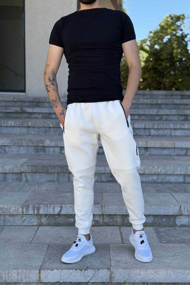 FLUFFY SIDE WRITTINGS MEN JOGGERS CREAM/KREM - 1