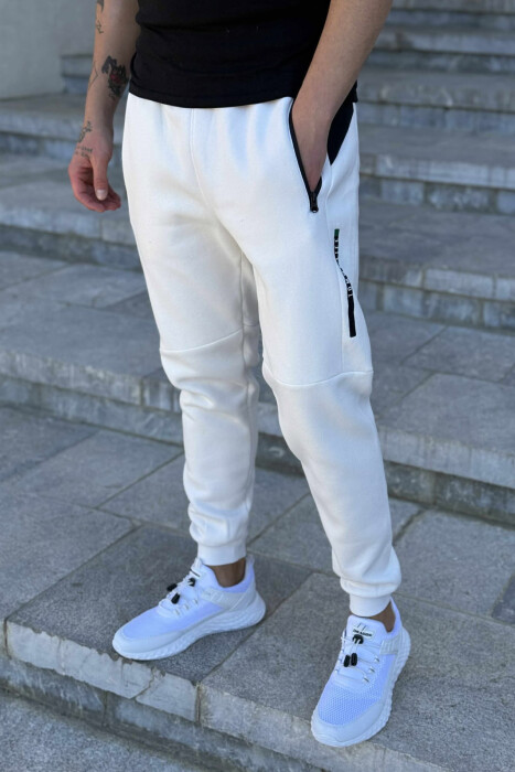 FLUFFY SIDE WRITTINGS MEN JOGGERS CREAM/KREM - 2