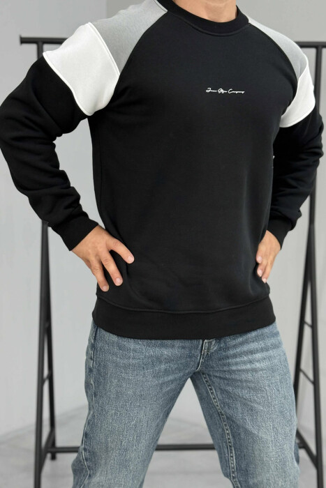 FLUFFY SIMPLE FRONT WRITTING MEN SWEATSHIRT BLACK/ E ZEZE - 5