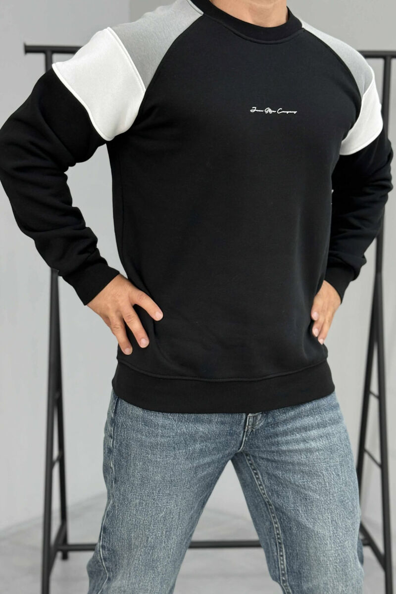 FLUFFY SIMPLE FRONT WRITTING MEN SWEATSHIRT BLACK/ E ZEZE - 5