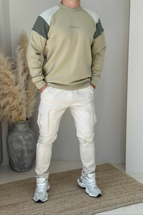 FLUFFY SIMPLE FRONT WRITTING MEN SWEATSHIRT OLIVE/ULLI 