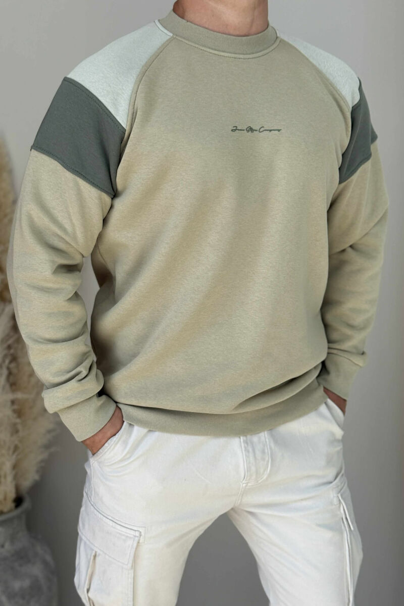 FLUFFY SIMPLE FRONT WRITTING MEN SWEATSHIRT OLIVE/ULLI - 2