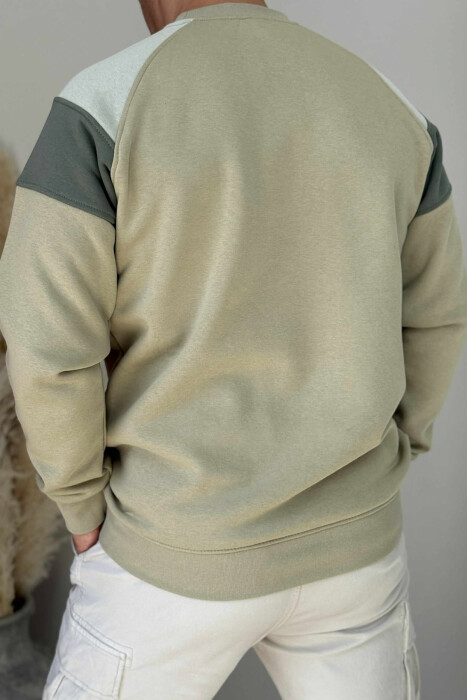 FLUFFY SIMPLE FRONT WRITTING MEN SWEATSHIRT OLIVE/ULLI - 4