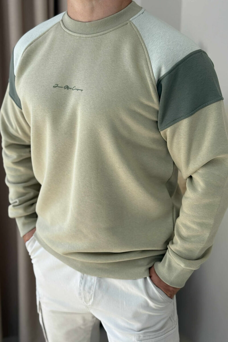 FLUFFY SIMPLE FRONT WRITTING MEN SWEATSHIRT OLIVE/ULLI - 5