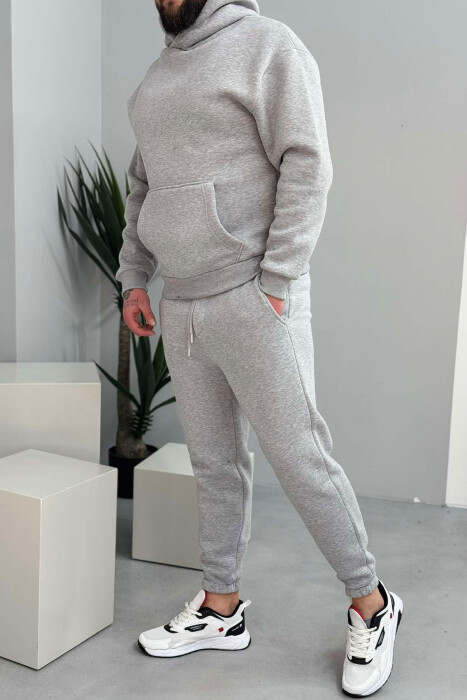 FLUFFY SIMPLE MEN SET IN LIGHT GREY COLOR - 4