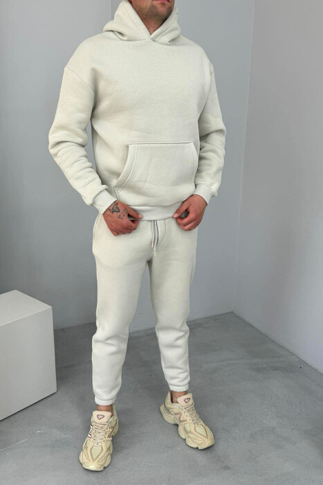 FLUFFY SIMPLE ONE COLOR HOODIE+JOGGER MEN SET BRIGHT GREY/GRI E SHNDRITSHME - KLAUDIO FASHION