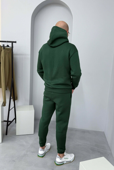 FLUFFY SIMPLE ONE COLOR HOODIE+JOGGER MEN SET LIGHT GREEN/JEZB - 2