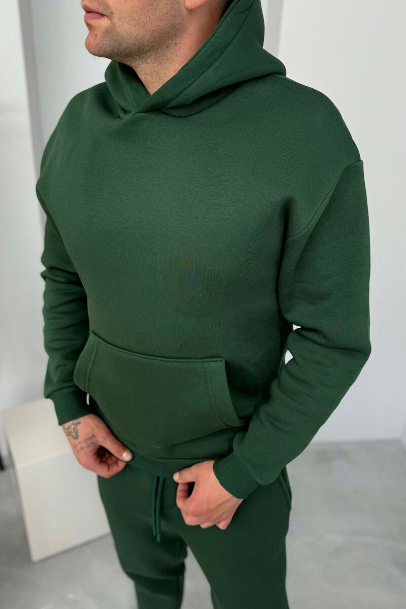 FLUFFY SIMPLE ONE COLOR HOODIE+JOGGER MEN SET LIGHT GREEN/JEZB - 3