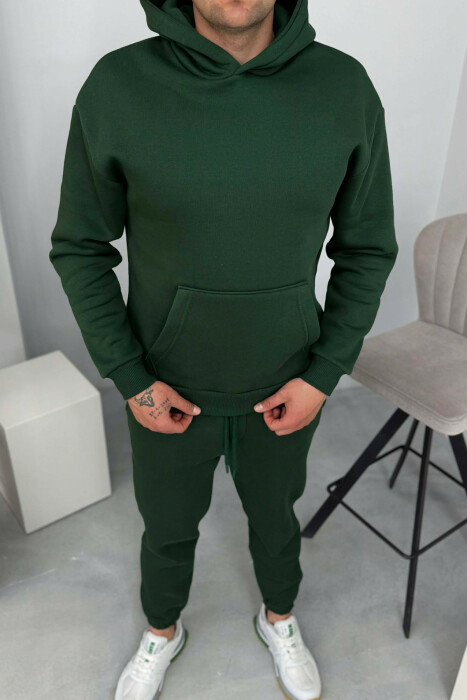 FLUFFY SIMPLE ONE COLOR HOODIE+JOGGER MEN SET LIGHT GREEN/JEZB - 5