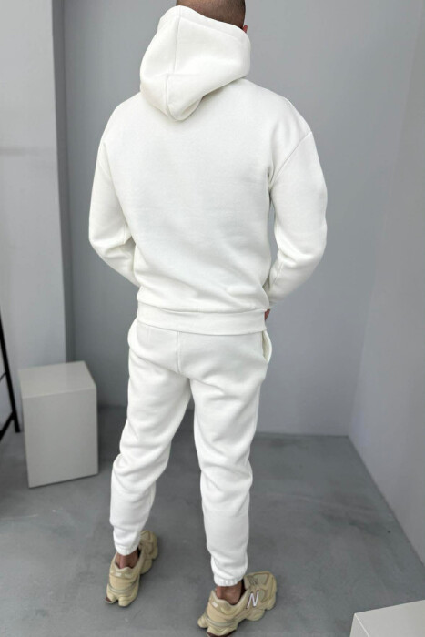 FLUFFY SIMPLE ONE COLOR HOODIE+JOGGER MEN SET WHITE-E BARDHE - 6