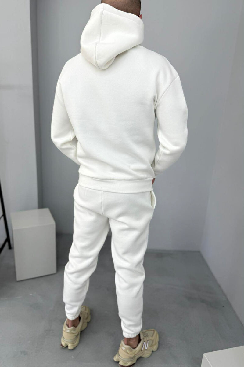 FLUFFY SIMPLE ONE COLOR HOODIE+JOGGER MEN SET WHITE-E BARDHE - 6