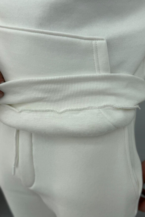 FLUFFY SIMPLE ONE COLOR HOODIE+JOGGER MEN SET WHITE-E BARDHE - 7