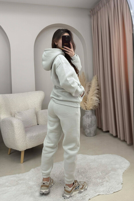 FLUFFY SIMPLE ONE COLOR HOODIE+JOGGERS WOMEN SET BRIGHT GREY/GRI E SHNDRITSHME - 3