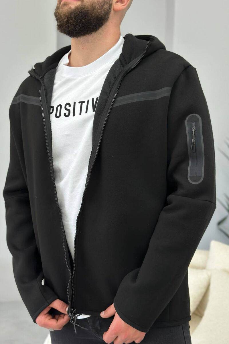 FLUFFY SIMPLE ONE COLOR MAN HODDIE BLACK/ E ZEZE - 1