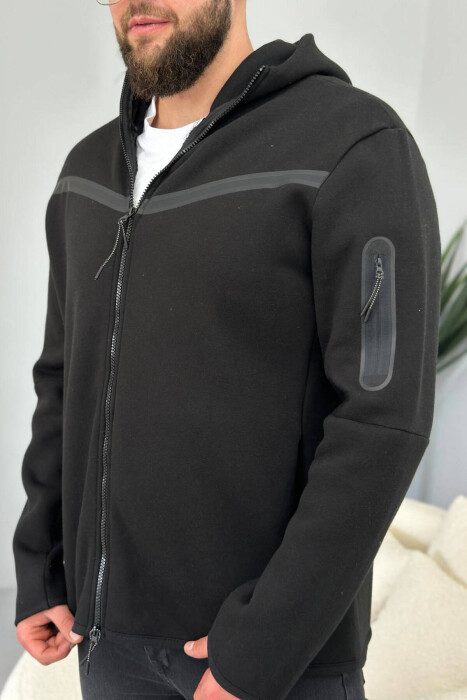 FLUFFY SIMPLE ONE COLOR MAN HODDIE BLACK/ E ZEZE - 4