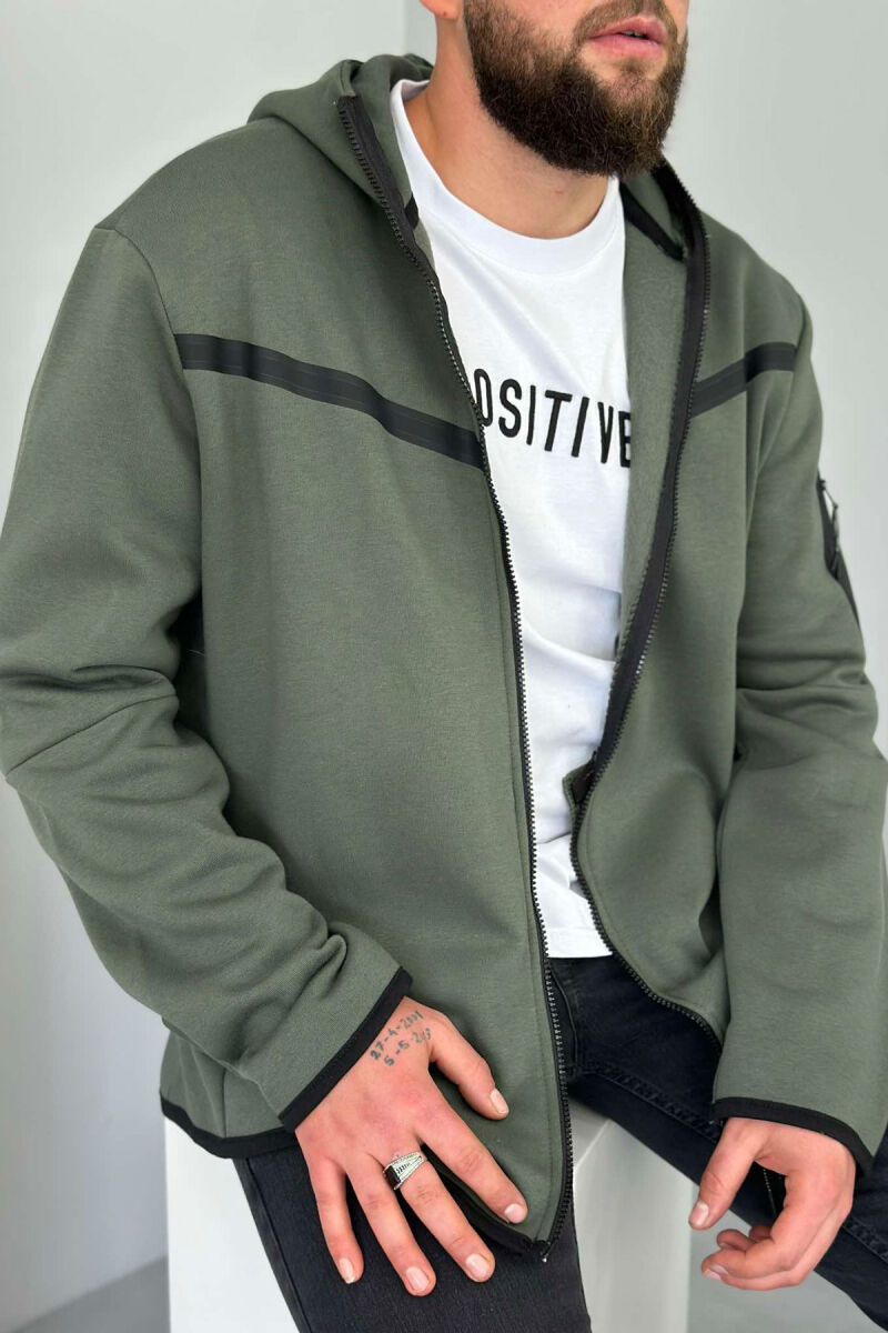 FLUFFY SIMPLE ONE COLOR MAN HODDIE DARK GREEN/JEE - 2