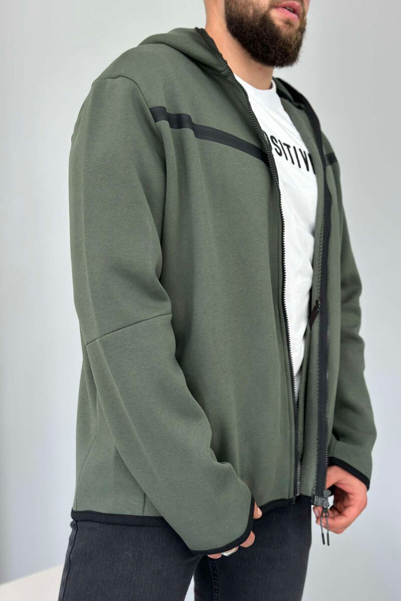 FLUFFY SIMPLE ONE COLOR MAN HODDIE DARK GREEN/JEE - 3