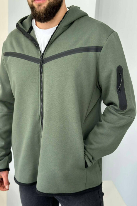 FLUFFY SIMPLE ONE COLOR MAN HODDIE DARK GREEN/JEE - 7