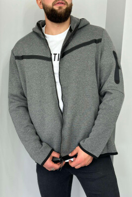 FLUFFY SIMPLE ONE COLOR MAN HODDIE DARK GREY/GEE 