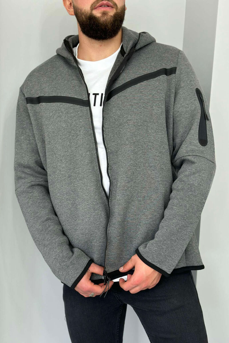 FLUFFY SIMPLE ONE COLOR MAN HODDIE DARK GREY/GEE - 1