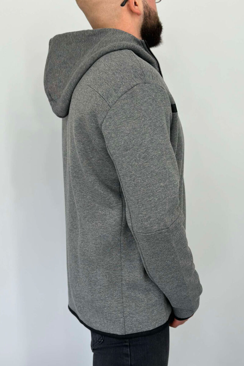 FLUFFY SIMPLE ONE COLOR MAN HODDIE DARK GREY/GEE - 2