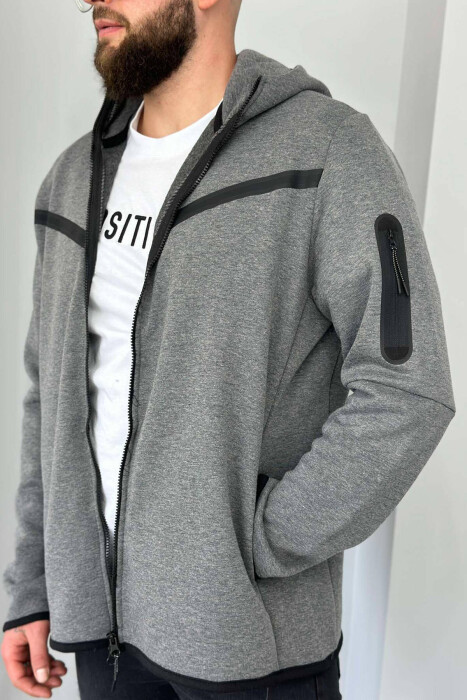 FLUFFY SIMPLE ONE COLOR MAN HODDIE DARK GREY/GEE - 3