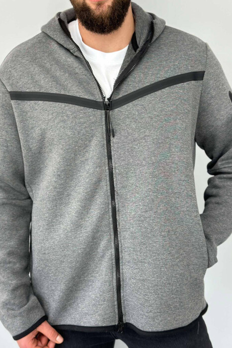 FLUFFY SIMPLE ONE COLOR MAN HODDIE DARK GREY/GEE - 5