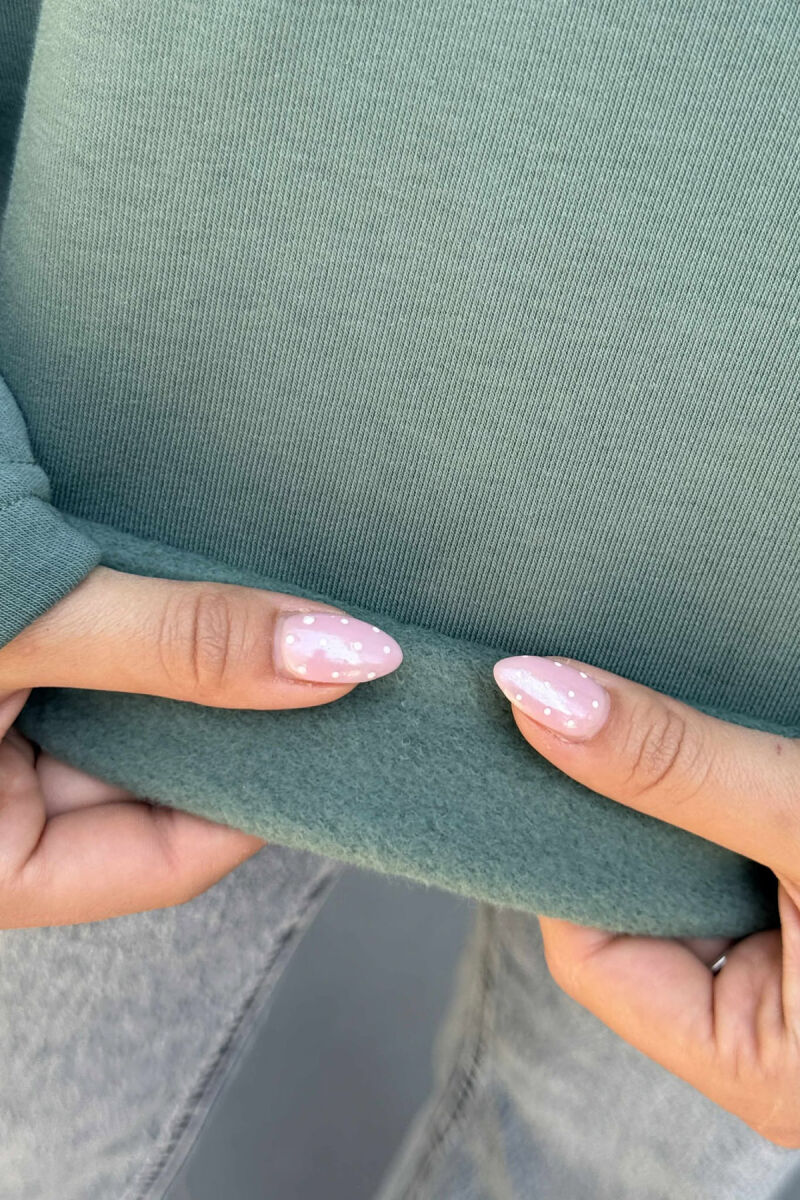 FLUFFY SIMPLE ONE COLOR WOMEN HOODIE GREEN/JESHILE - 5