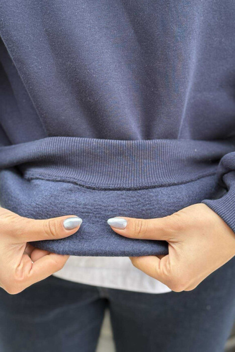 FLUFFY SIMPLE ONE COLOR WOMEN SWEATSHIRT BLUE/BLU - 3