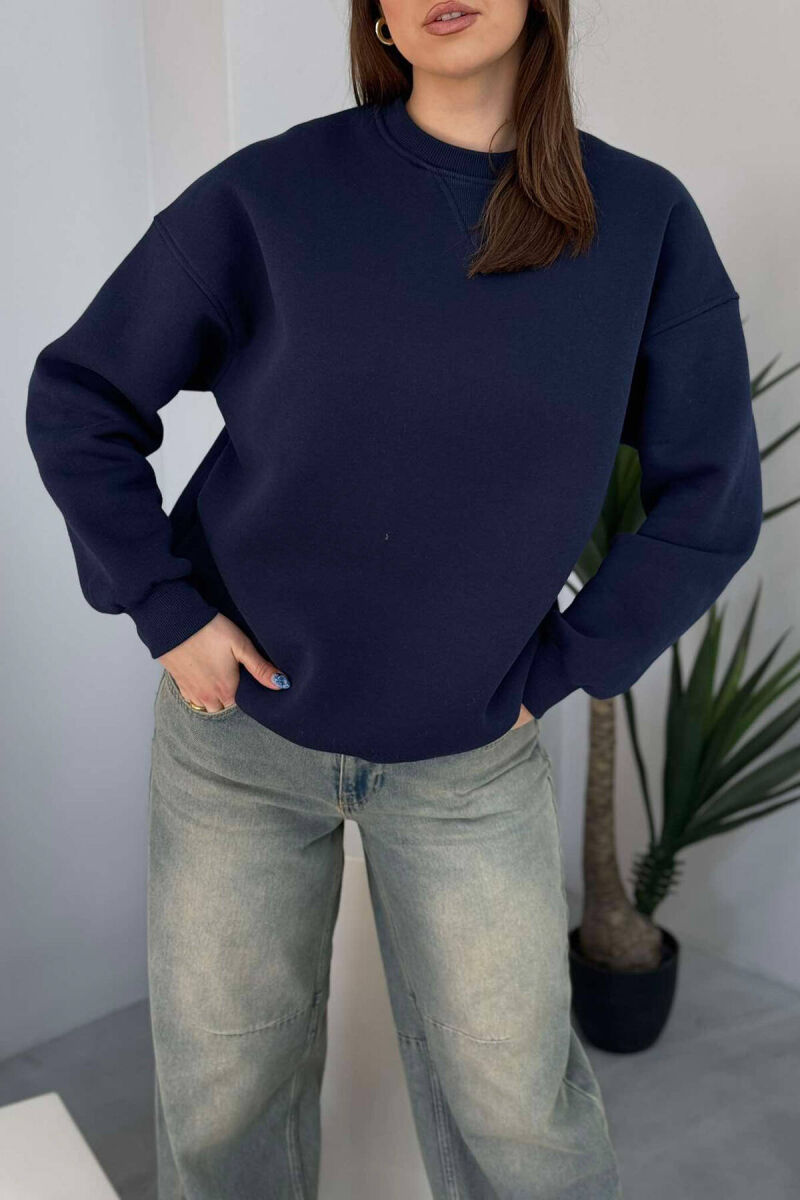 FLUFFY SIMPLE ONE COLOR WOMEN SWEATSHIRT BLUE/BLU - 2