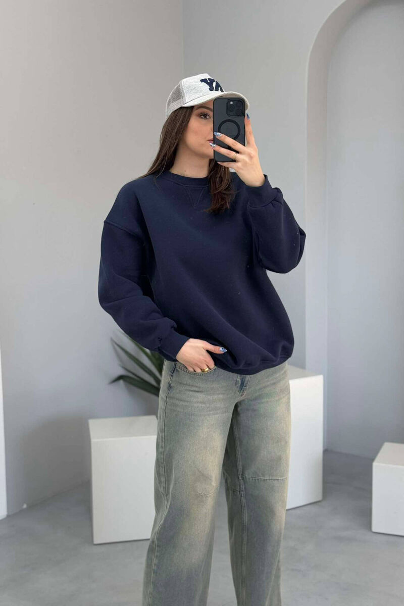 FLUFFY SIMPLE ONE COLOR WOMEN SWEATSHIRT BLUE/BLU - 4