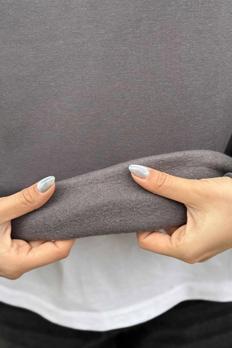 FLUFFY SIMPLE ONE COLOR WOMEN SWEATSHIRT DARK GREY/GEE - 4