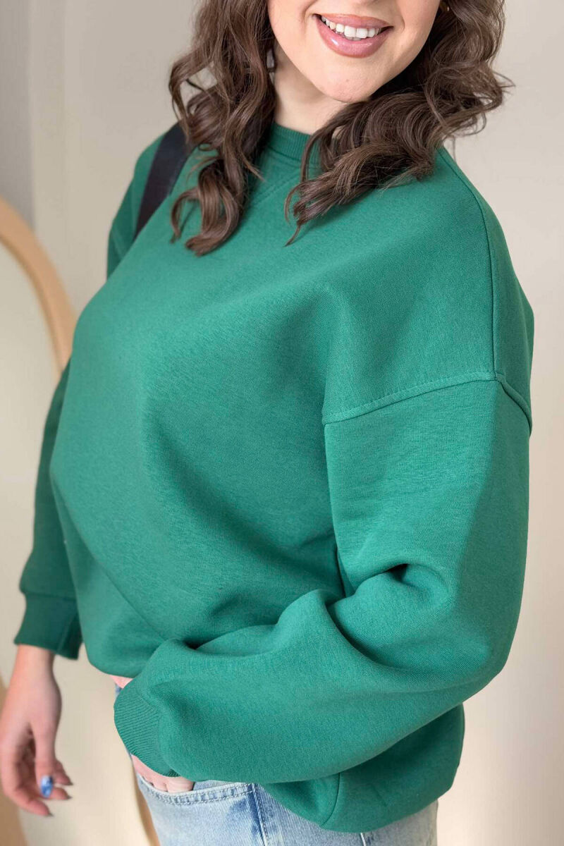 FLUFFY SIMPLE ONE COLOR WOMEN SWEATSHIRT GREEN/JESHILE - 2