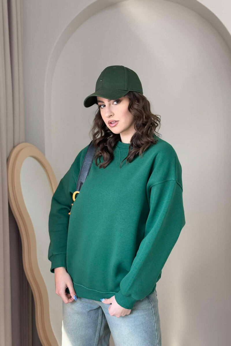 FLUFFY SIMPLE ONE COLOR WOMEN SWEATSHIRT GREEN/JESHILE - 4