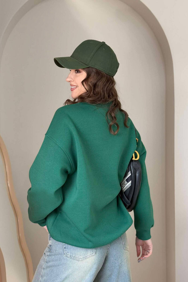 FLUFFY SIMPLE ONE COLOR WOMEN SWEATSHIRT GREEN/JESHILE - 5