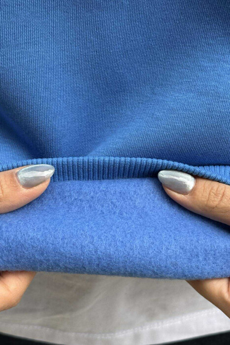 FLUFFY SIMPLE ONE COLOR WOMEN SWEATSHIRT LIGHTBLUE/BZ - 4