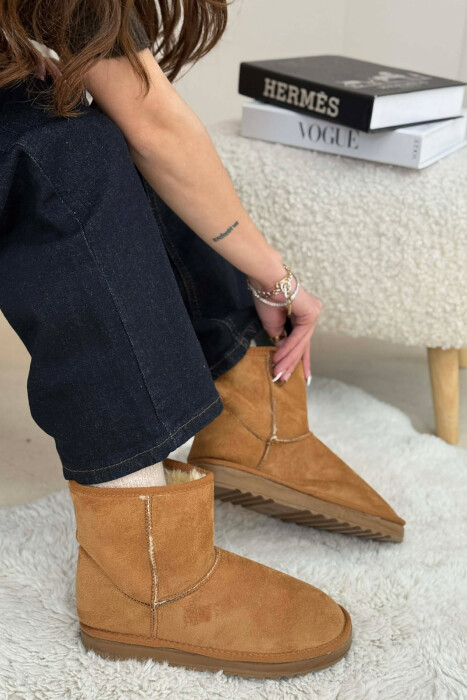 FLUFFY SIMPLE ONE COLOR WOMEN UGG BROWN/KAFE - KLAUDIO FASHION