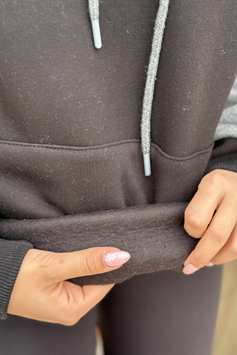 FLUFFY SIMPLE SMALL LOGO WOMEN HOODIE BLACK/ E ZEZE - 5