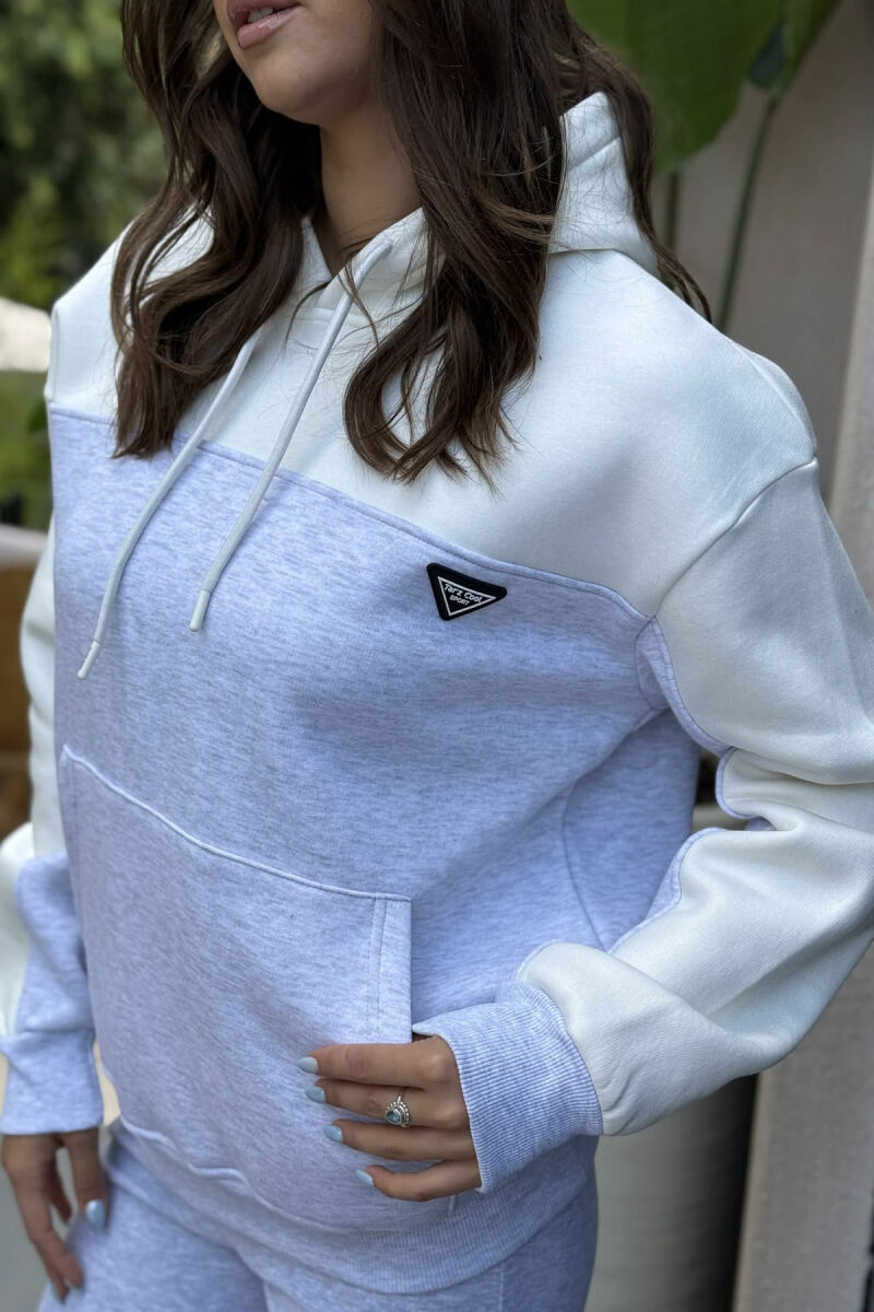 FLUFFY SIMPLE SMALL LOGO WOMEN HOODIE LIGHT GREY/GZ - 4
