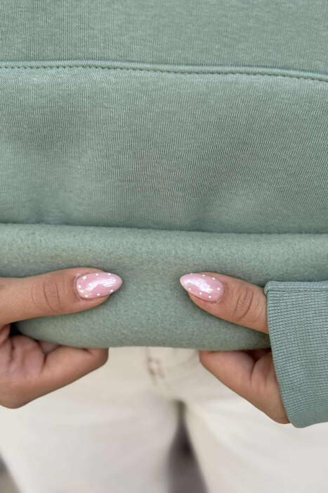 FLUFFY SIMPLE SMALL LOGO WOMEN HOODIE MINT/MENTE - 5