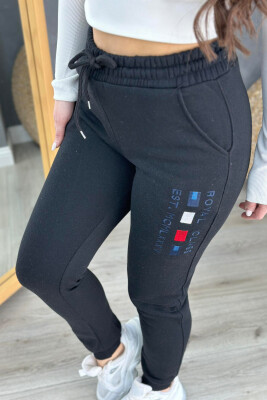 FLUFFY WRITTING WOMAN SWEATPANTS BLACK/ E ZEZE 