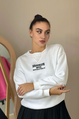 FLUFFY WRITTINGS COTTON WOMAN SWEATSHIRT WHITE-E BARDHE 