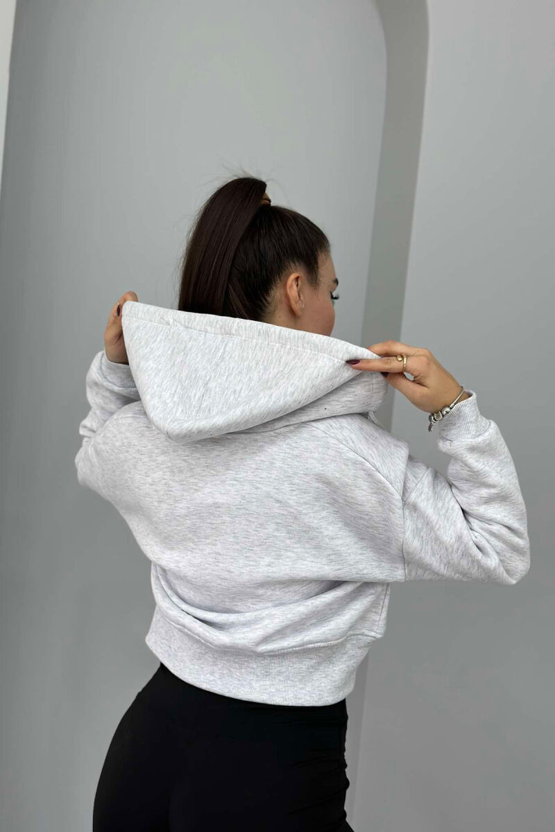 FLUFFY ZIPPER HOODIE ONE COLOR WOMAN LIGHT GREY/GZ - 4