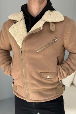 FLUFFY ZIPPER ONE COLOR MEN JACKET BEIGE/BEZHE 